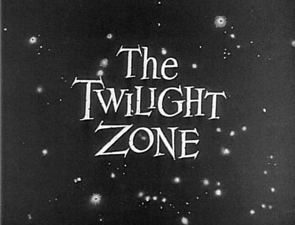 Title card for "The Twilight Zone" with a starry background