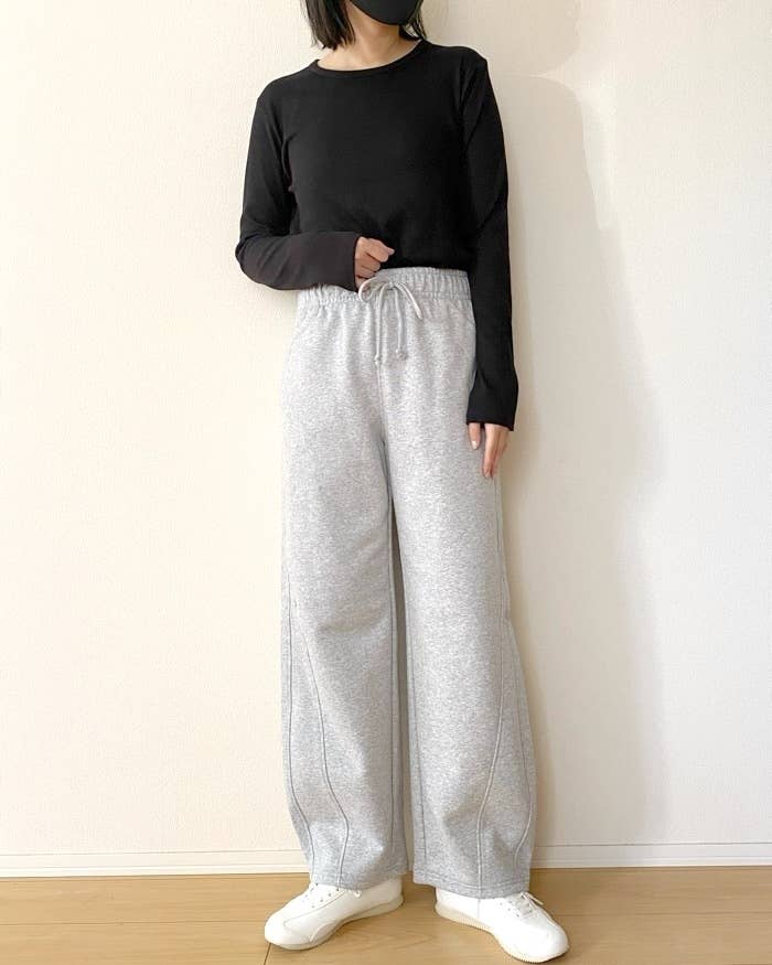完売 編める GU スウェットバレルレッグパンツ3XL