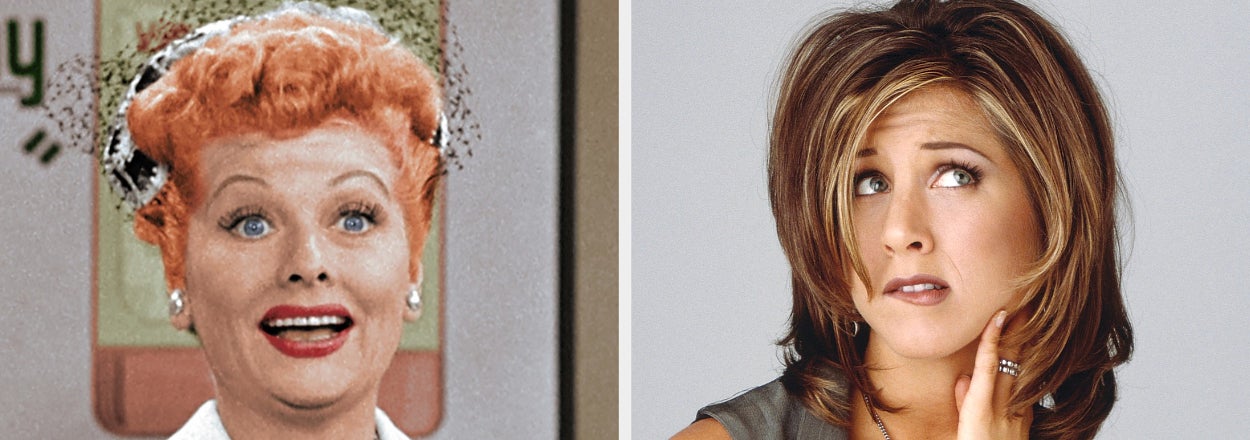 Split image: "I Love Lucy" pioneered reruns; Jennifer Aniston nearly cut from "Friends" Season 1