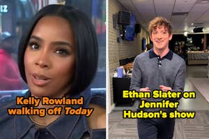 Kelly Rowland walking off Today and Ethan Slater on Jennifer Hudson's show