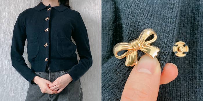 ZARA ニット カーディガン リボン ニットカーディガン コットン