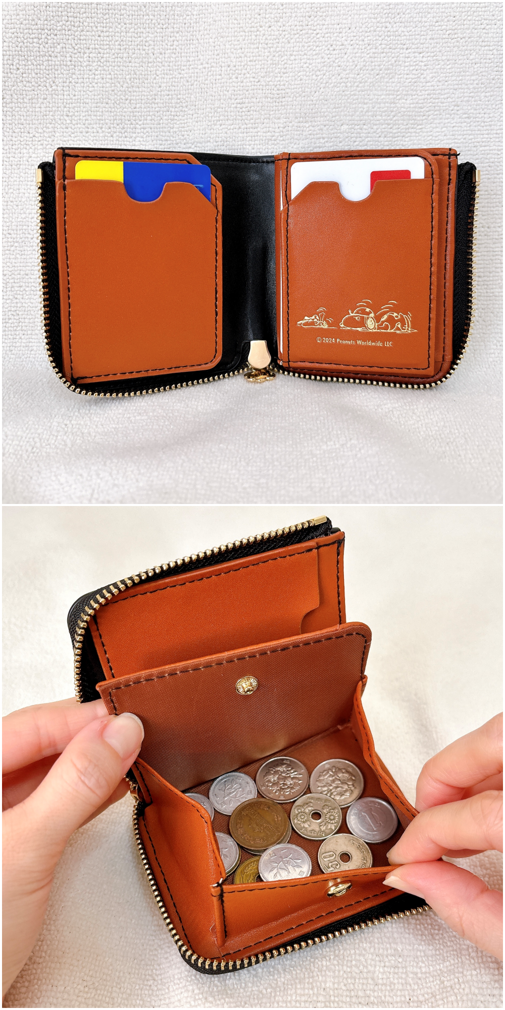 LAWSON(ローソン)「SNOOPY YEAR OF THE SNAKE COMPACT WALLET BOOK BROWN/BLACK」