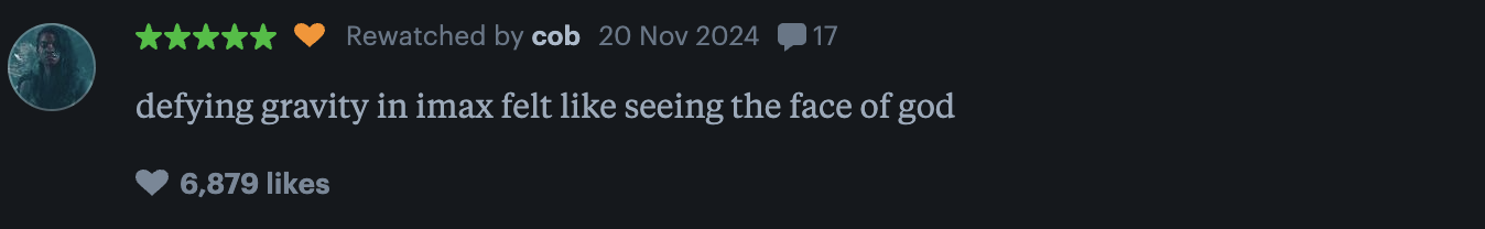 Review of "Defying Gravity" (2024): "Felt like seeing the face of God" with 6,879 likes