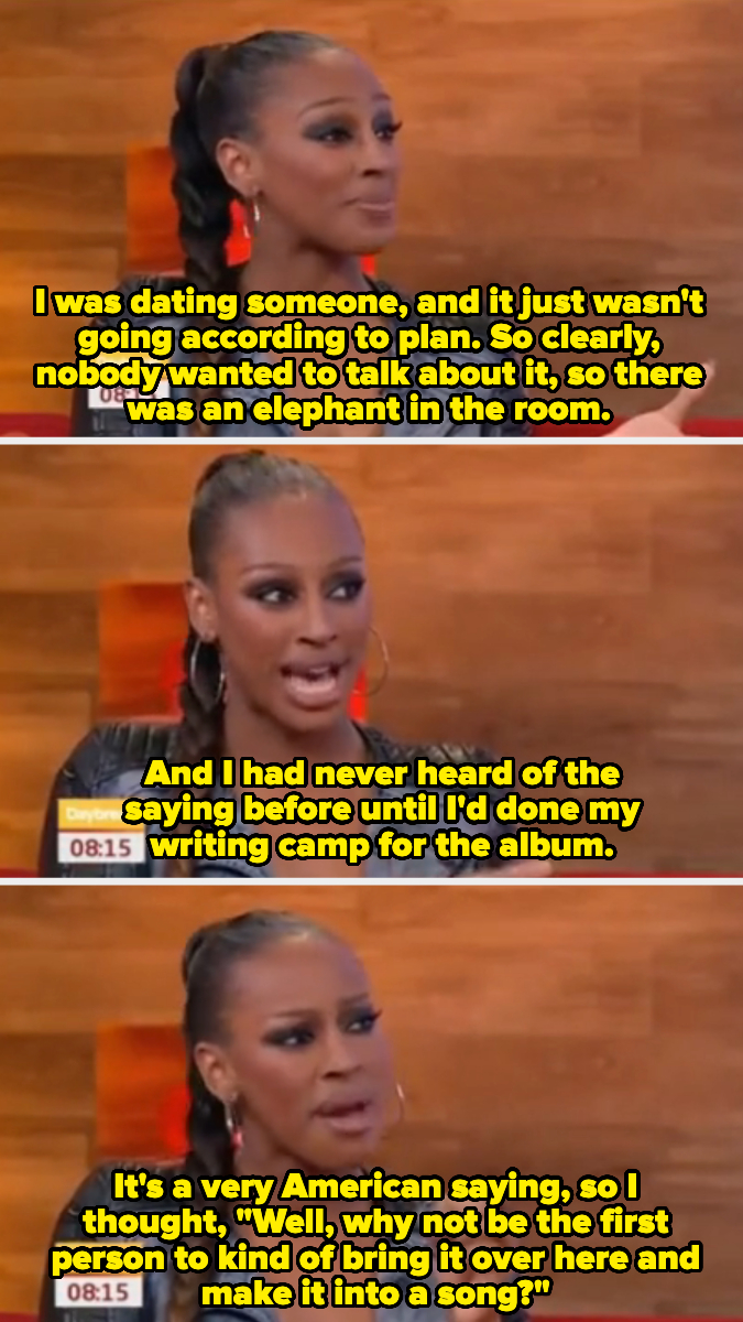 Alexandra says she first heard "elephant in the room" while at writing camp after a breakup. She called the phrase "very American" and says she's going to "be the first person to kind of bring it over here"