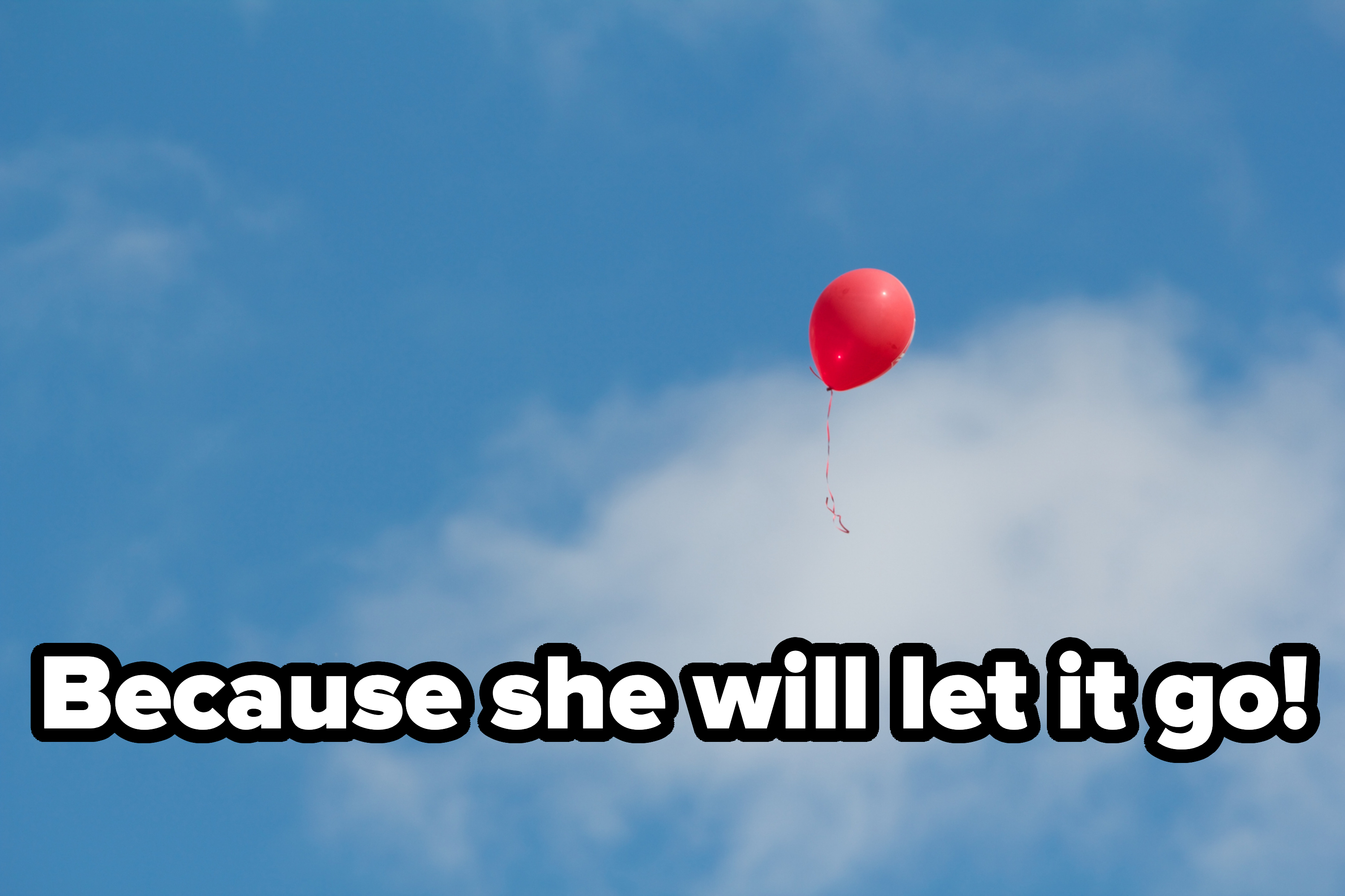 A single balloon floats in a blue sky with some clouds