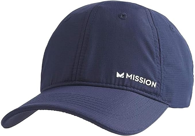 Blue baseball cap with &quot;MISSION&quot; logo on the side, suitable for casual outings or sports activities