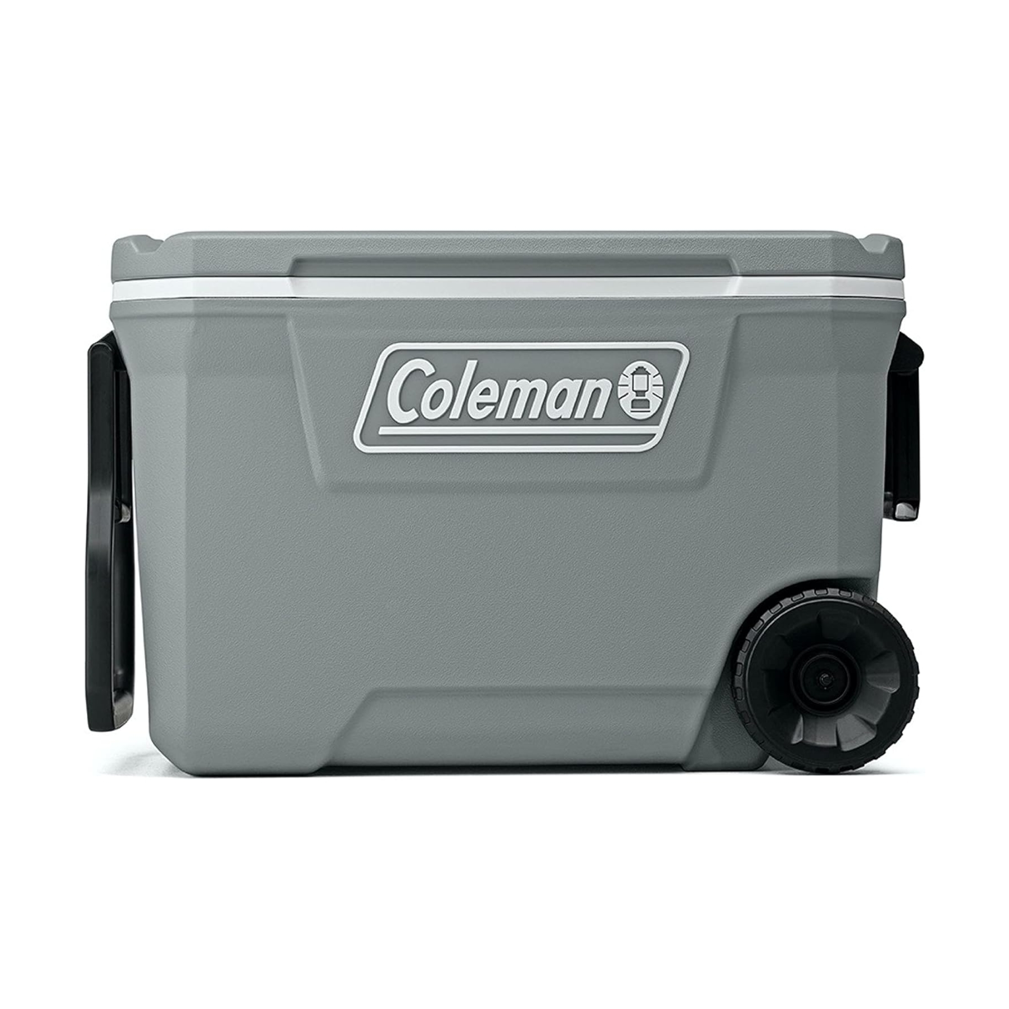 Portable Coleman wheeled cooler with handles, ideal for outdoor activities and keeping items cold