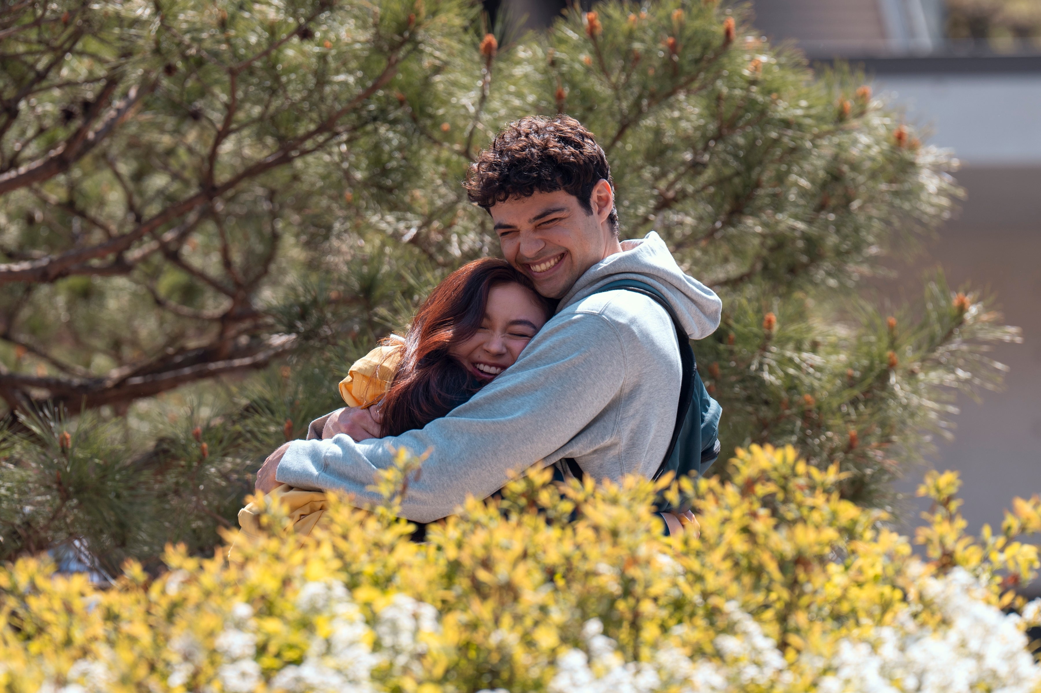 Peter Kavinsky hugging Kitty in a scene from "XO, Kitty"