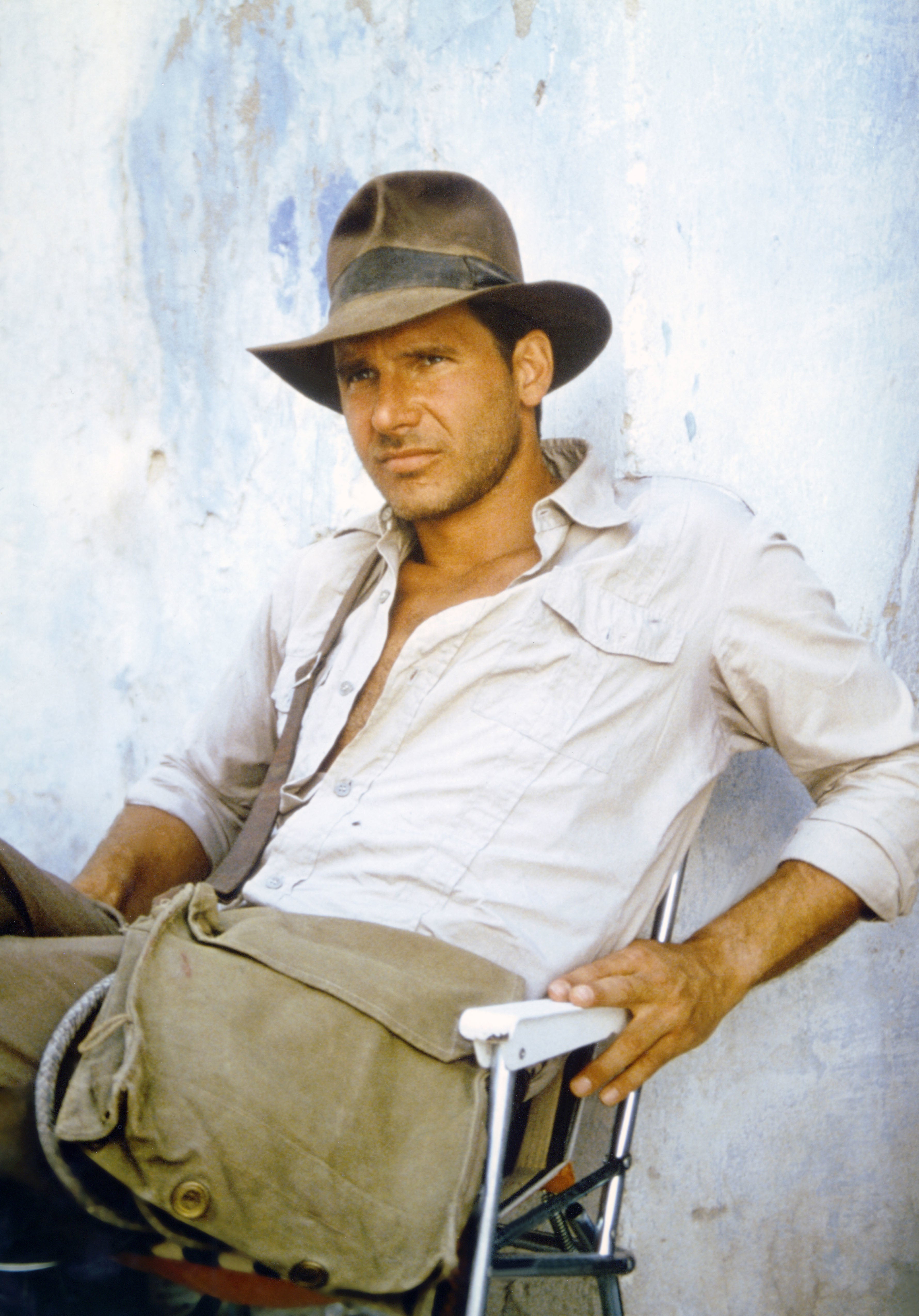 Harrison Ford as Indiana Jones on the set of "Raiders"