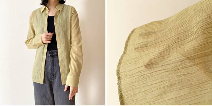 GUの「テクスチャーシアーシャツ」