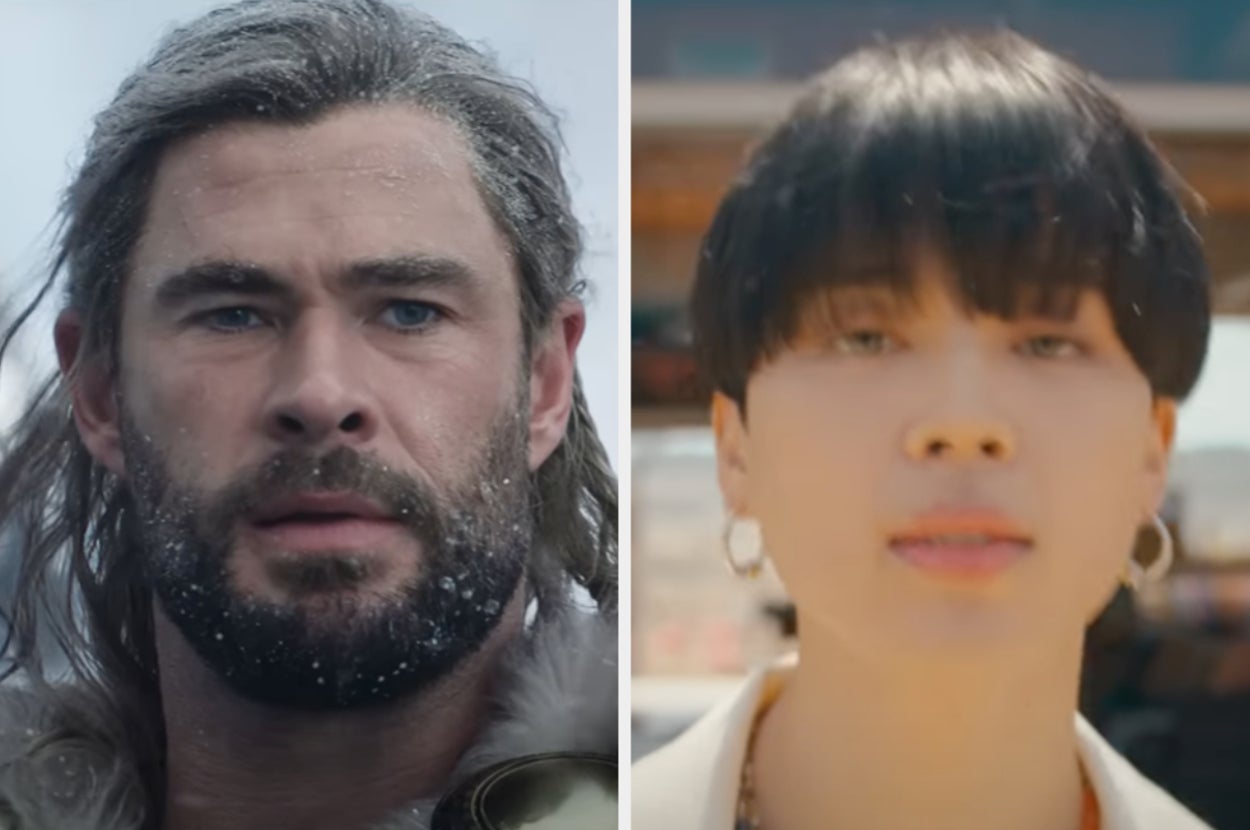 Left: Bearded man with long hair appears serious outdoors. Right: Short-haired person with earrings looks towards the camera indoors