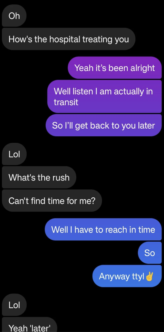 A speech  shows 1  idiosyncratic   explaining they're successful  transit and volition  respond   later, portion    the different   questions their unreserved  and deficiency  of time