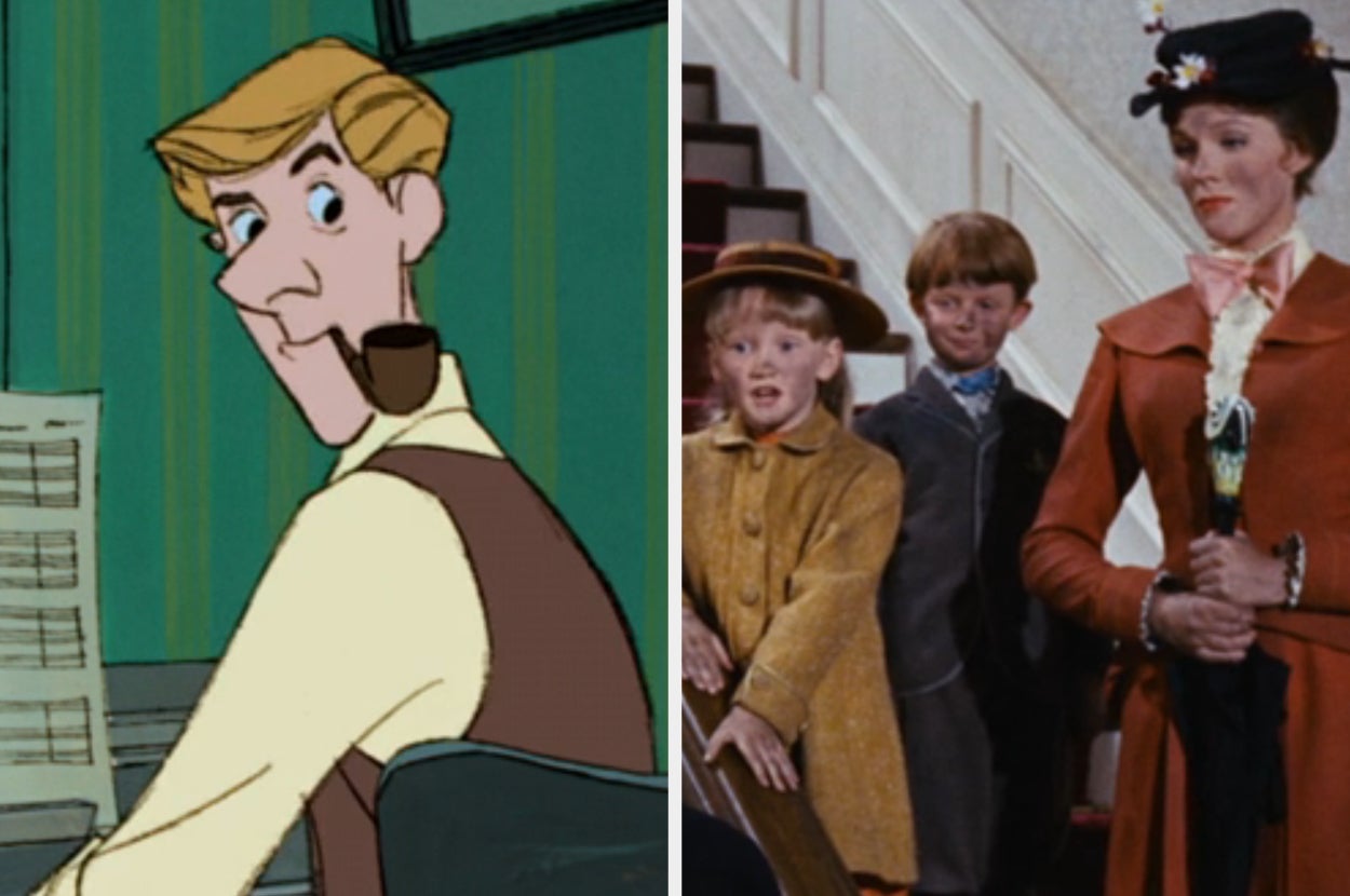 A scene from "101 Dalmatians" and a scene from "Mary Poppins"