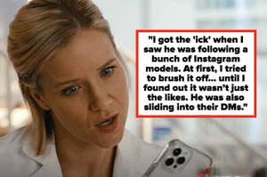 Person holding a phone, looking surprised. Text: "I got the 'ick'... sliding into their DMs."