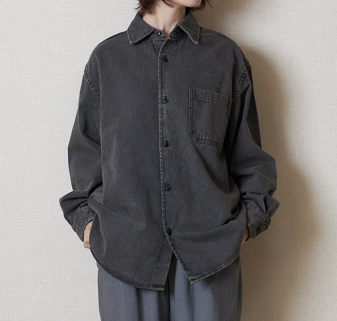 羊革クラストウォッシュドシャツ