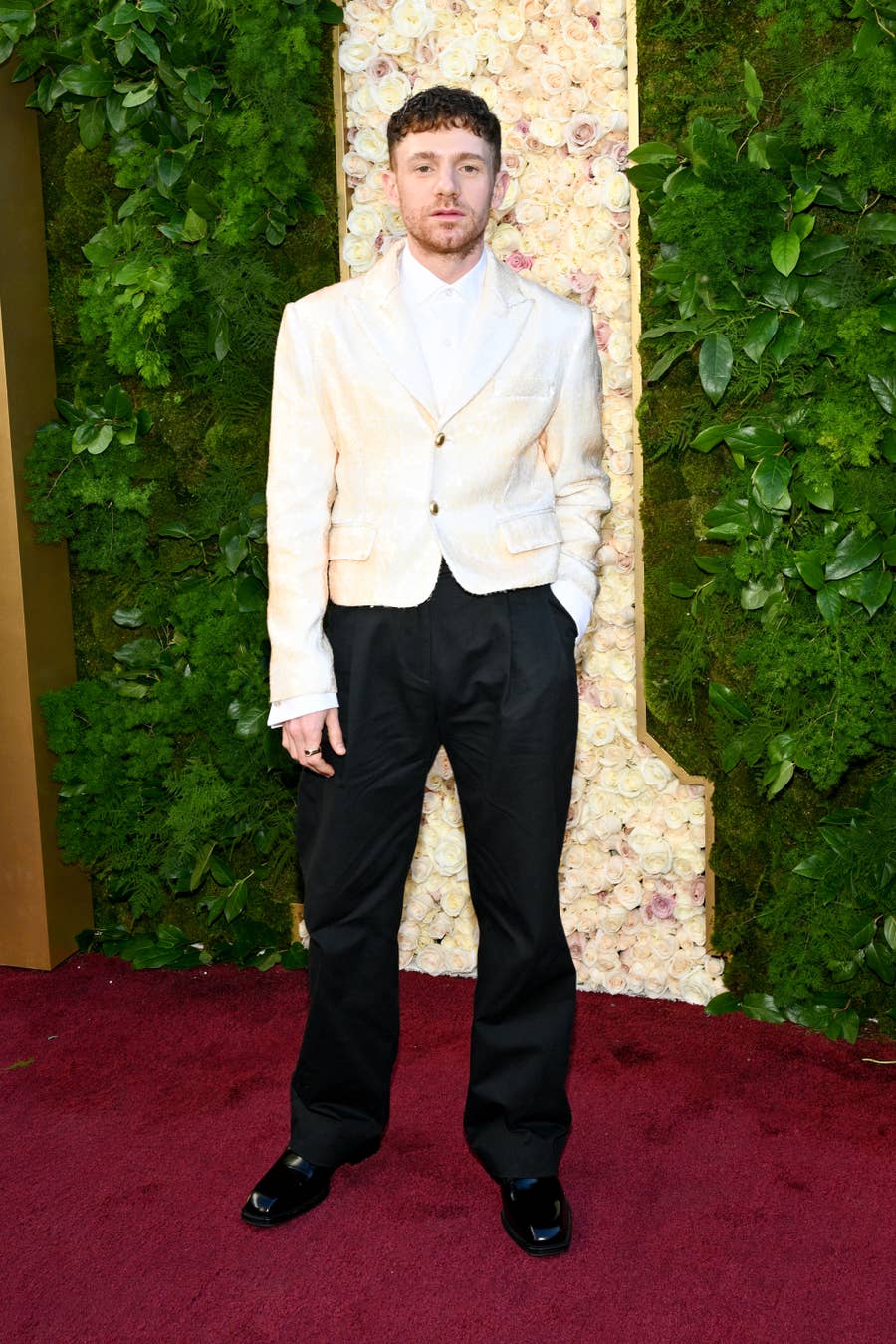 guy who wore dress to golden globes Abigail Midi Dress | Gold Asymmetric Neckline | Elegant Evening Wear main image 0