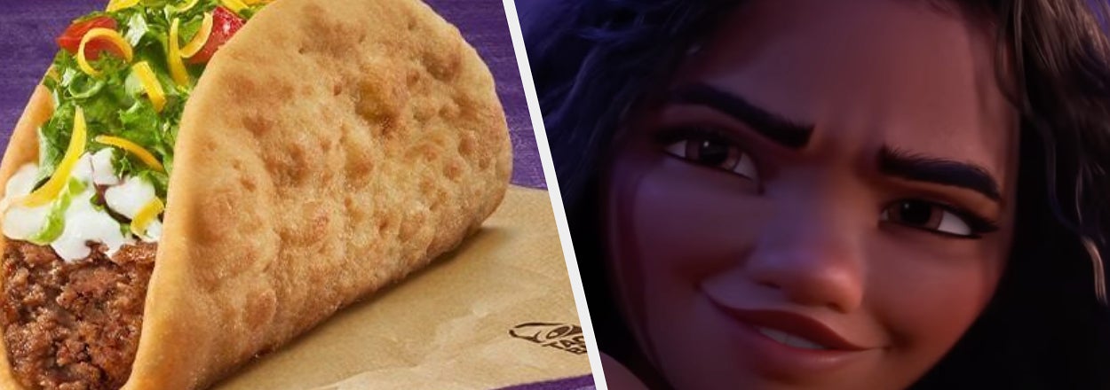 Animated character smiling beside a close-up of a loaded taco on a napkin