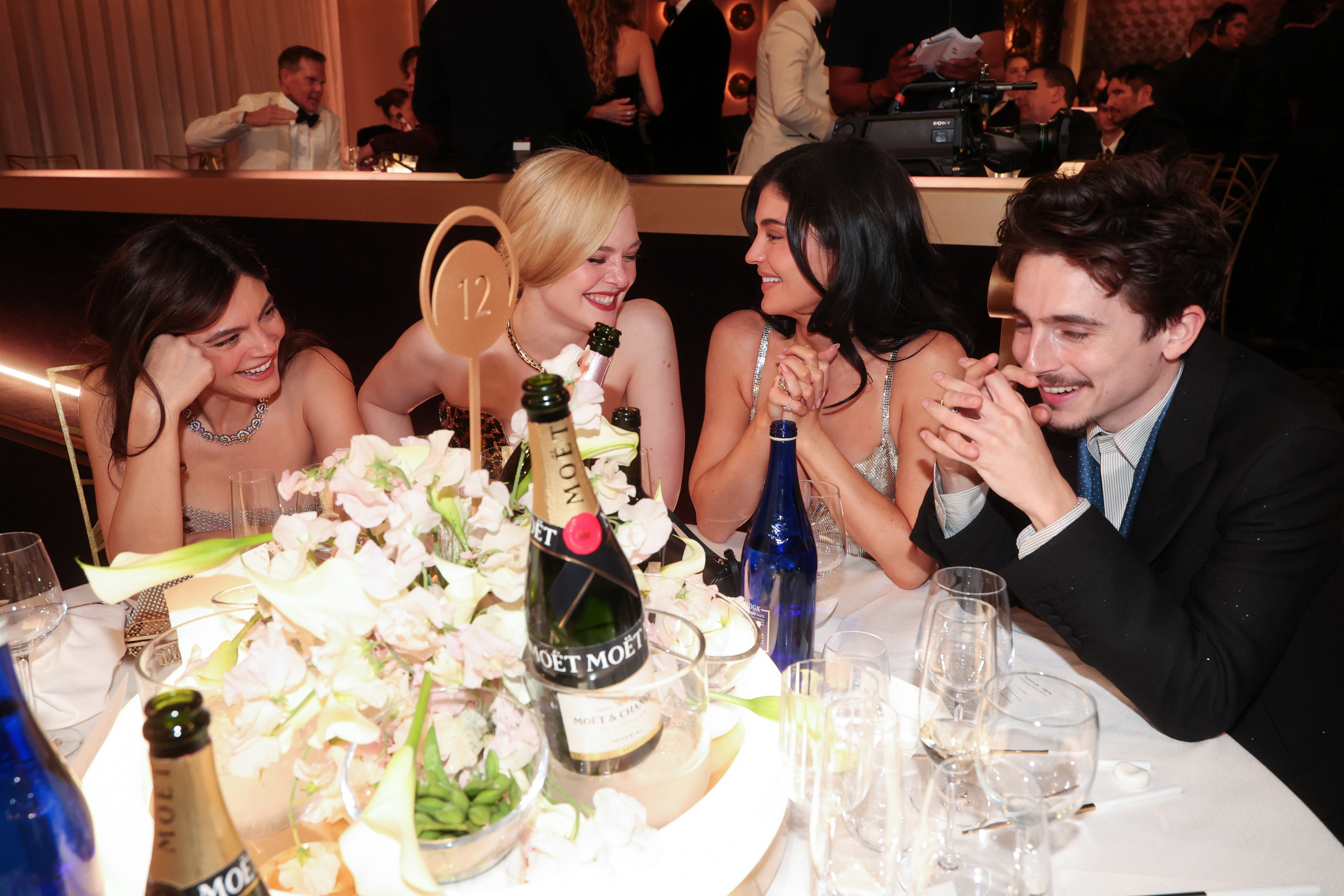 Monica Barbaro, Elle Fanning, Kylie Jenner, Timothée Chalamet at the Golden Globes