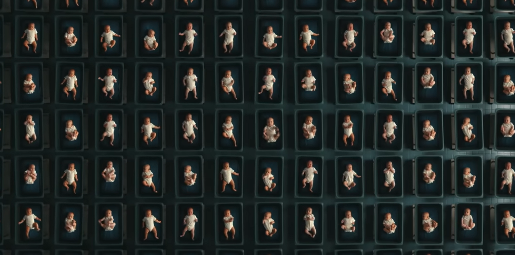Image of a grid with multiple small figures in various poses, resembling a promotional design. Netflix logo in the corner