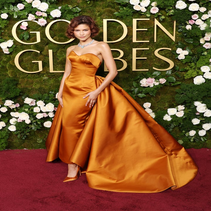 Zendaya in an elegant gown with a strapless design