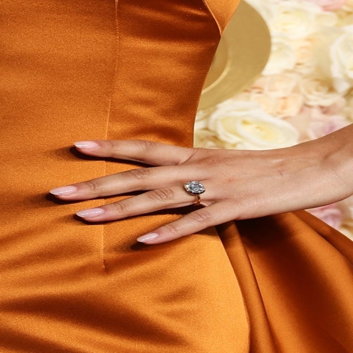 Zendaya's hand adorned with a large diamond ring