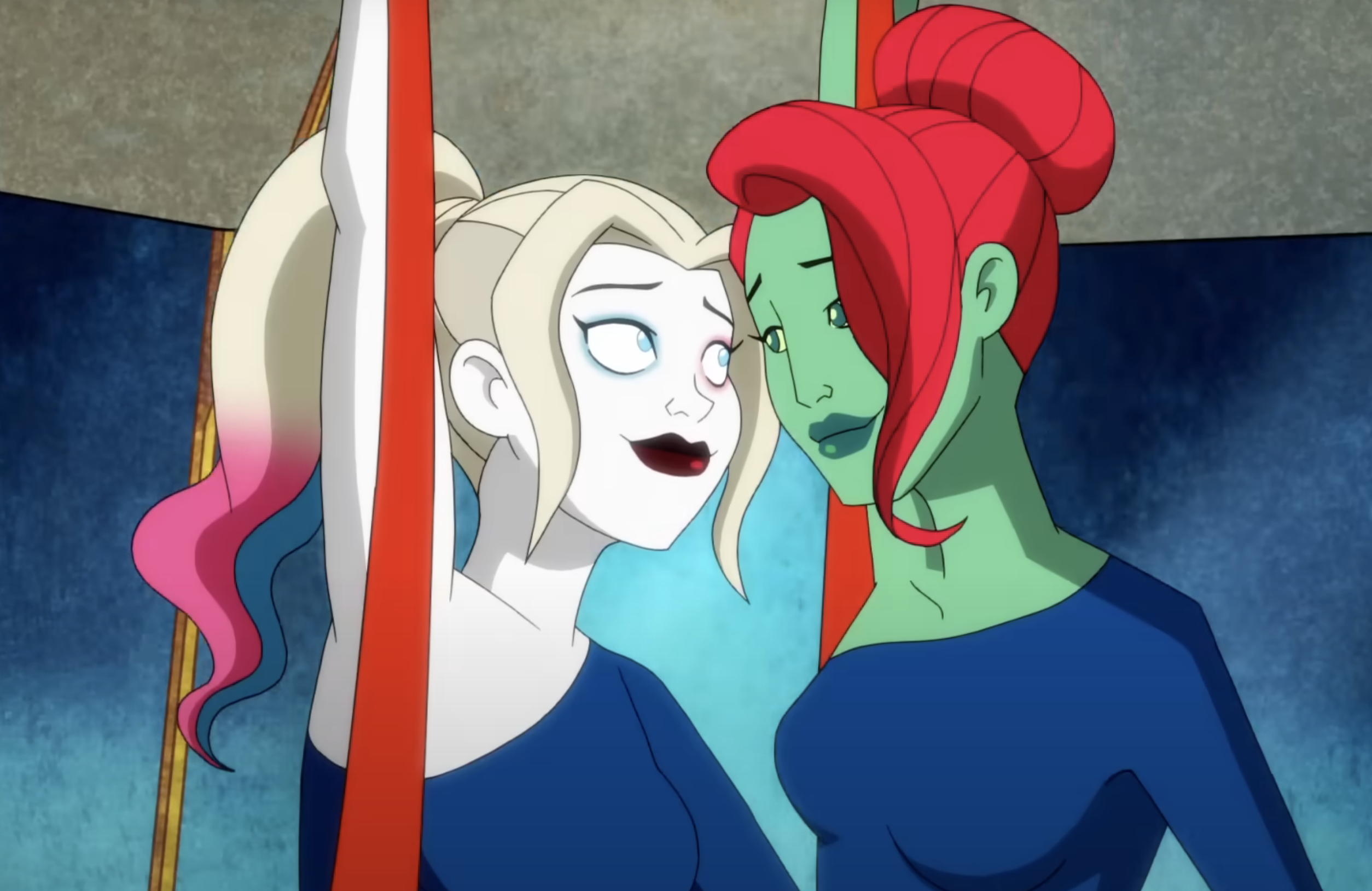 Harvey and Ivy looking longingly into each other's eyes