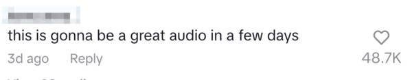 Comment on social media reads: "irene anna this is gonna be a great audio in a few days." There are 48.7K likes