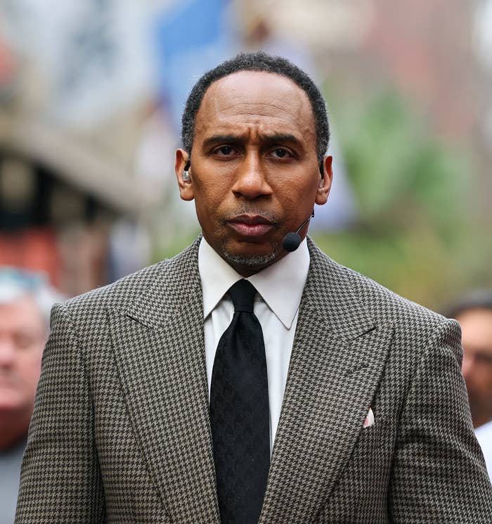 Close-up of Stephen A. Smith standing outdoors