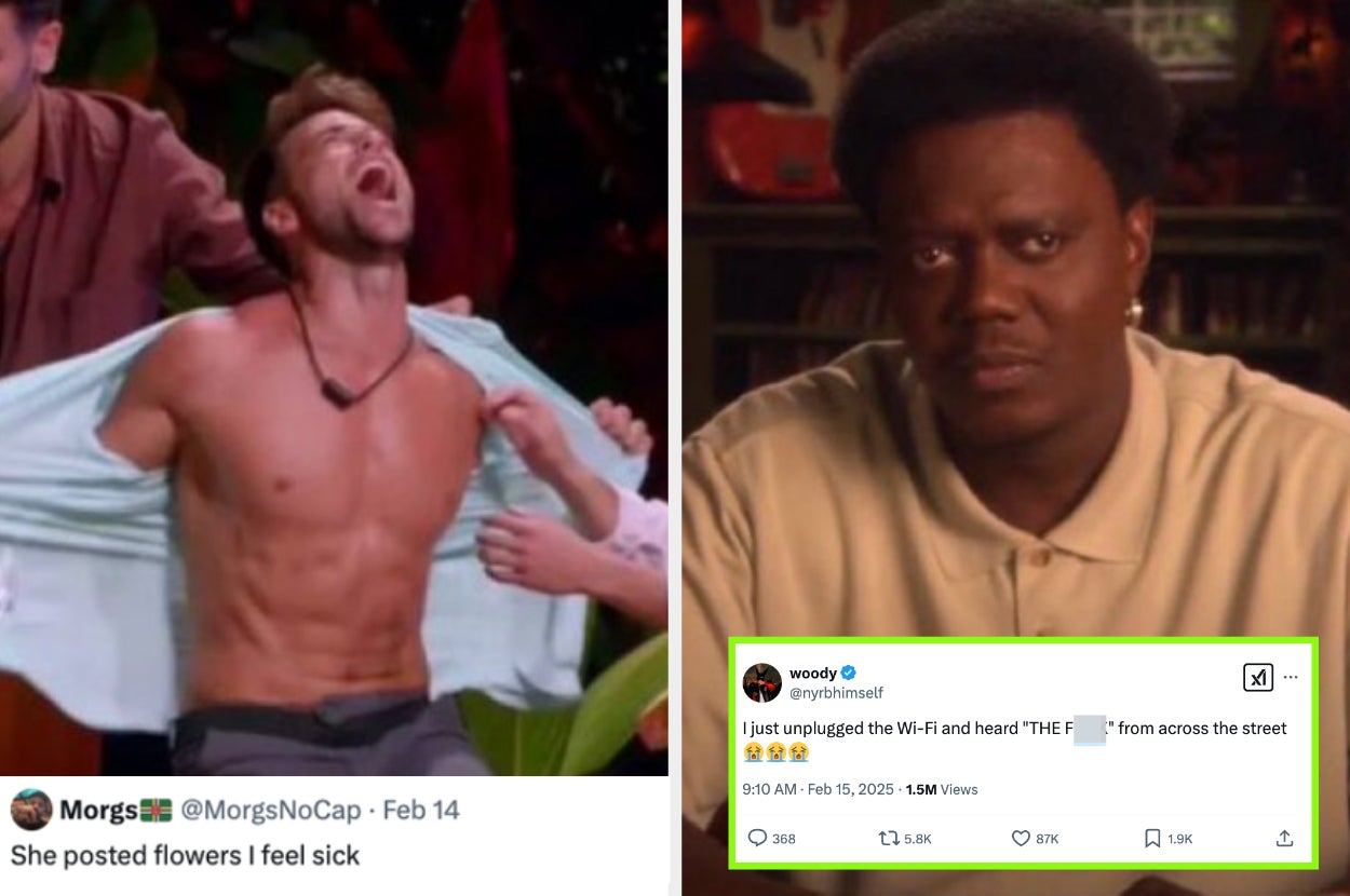 Montoya ripping open his shirt vs Bernie Mac looks angry with his lips pressed together tightly