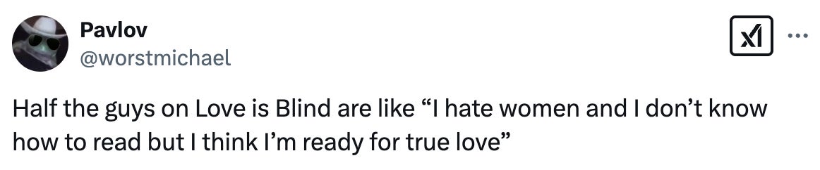Tweet mocks "Love is Blind" contestants for claiming readiness for love despite troubling statements