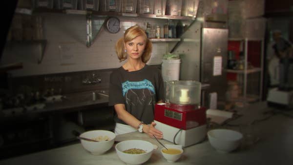 Sarma Melngailis  in a kitchen