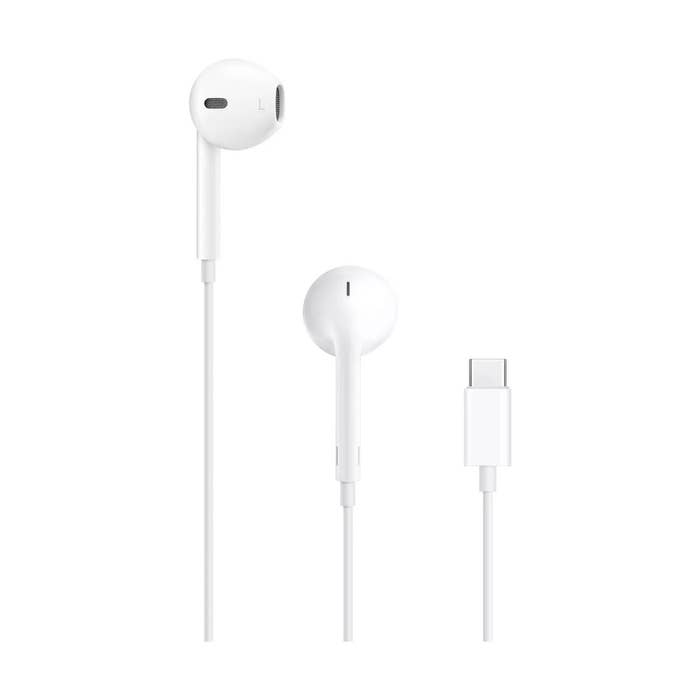 Wired achromatic  earbuds with a USB-C connector