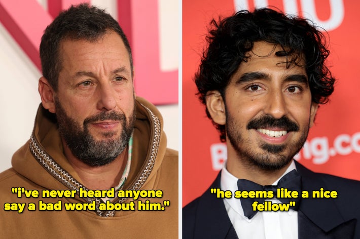 Two men on a red carpet, both smiling. Text: “I’ve never heard anyone say a bad word about him.” and “He seems like a nice fellow."