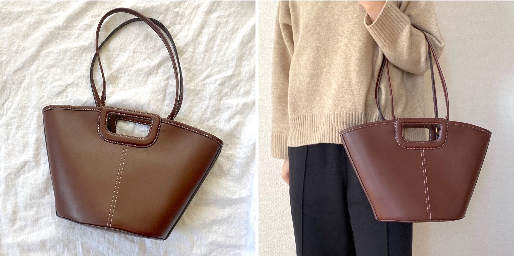 ステッチ入りショッパートートバッグ - ボルドー | ZARA Japan