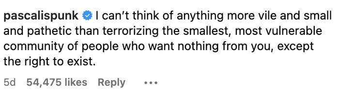 Comment condemning the mistreatment of a vulnerable community, emphasizing their basic right to exist