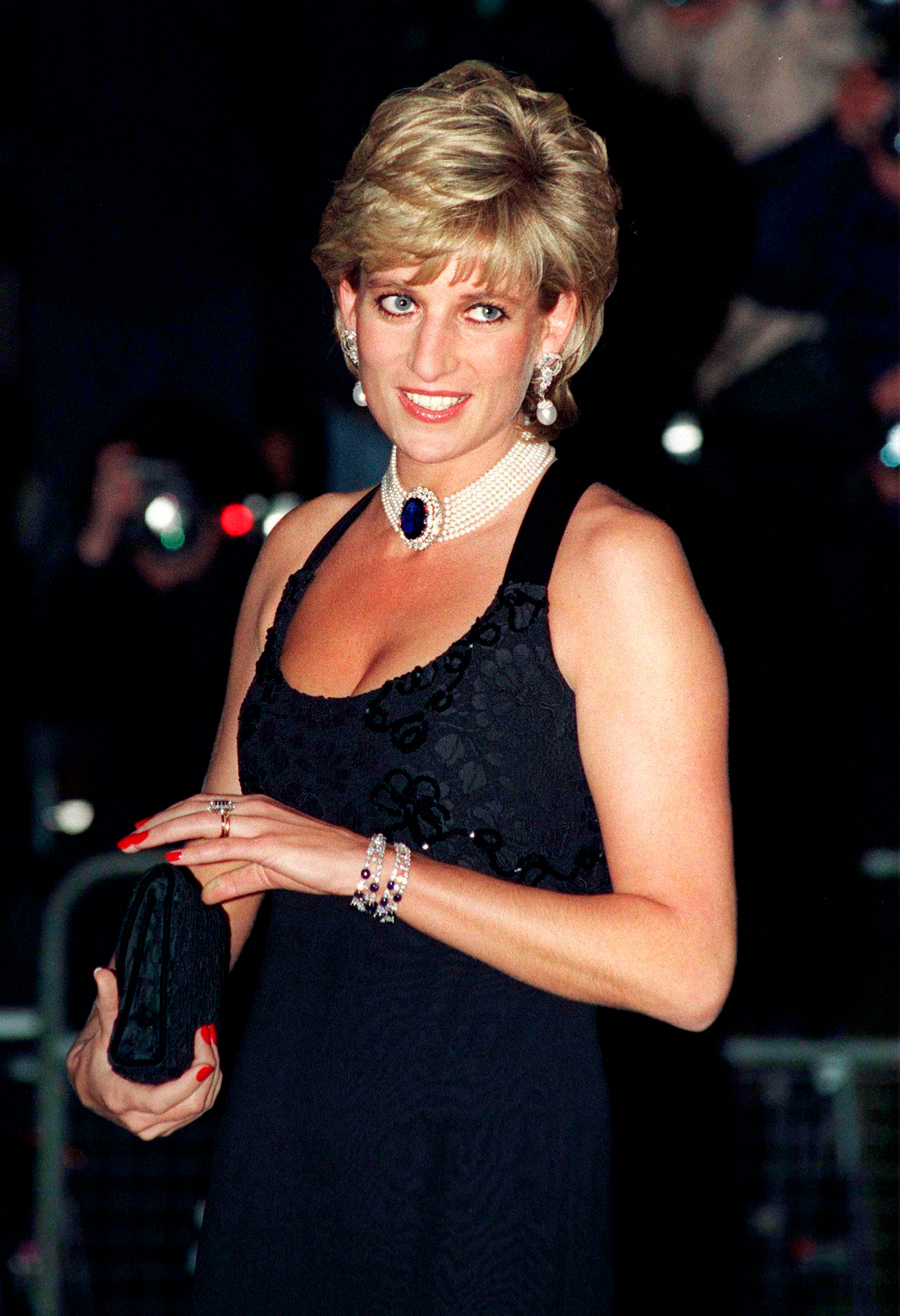 Princess Diana at a gala.