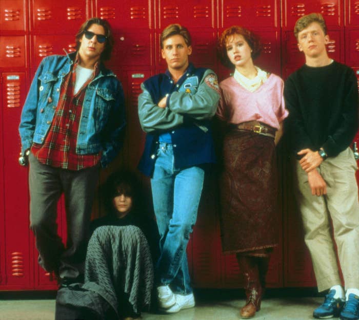 Judd Nelson, Ally Sheedy, Emilio Estevez, Molly Ringwald, and Anthony Michael Hall in "The Breakfast Club."