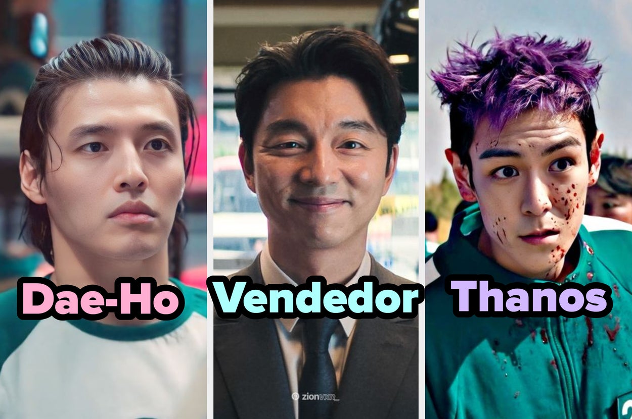 Tres personajes con expresiones serias; uno con peinado elegante, otro sonriente en traje, y el tercero con peinado vibrante y maquillaje dramático