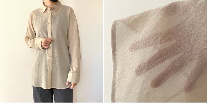 GUの「シアーオーバーサイズシャツRS+E」