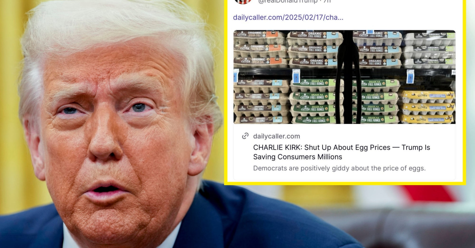 Trump's Latest Truth Social Repost Of An Article Called "Shut Up About Egg Prices" Is Going Viral