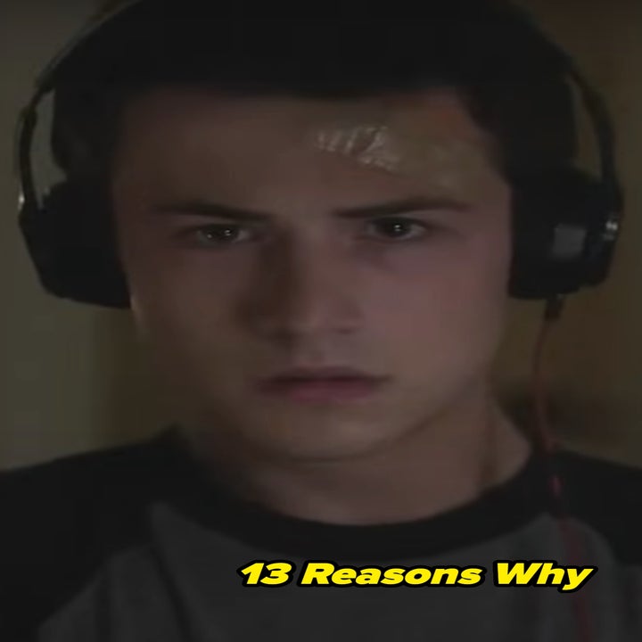 Clay in 13 Reasons Why  is wearing headphones with a bandage on their forehead, appearing serious or focused