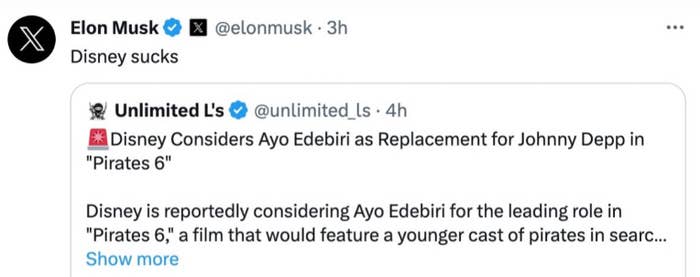 Tweet by Elon Musk saying 
