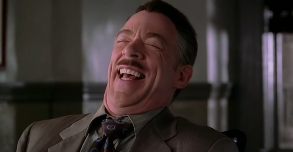 Jameson laughing at Peter Parker