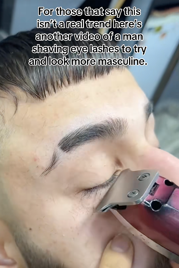Text on image: Claims about men shaving eyelashes to appear more masculine