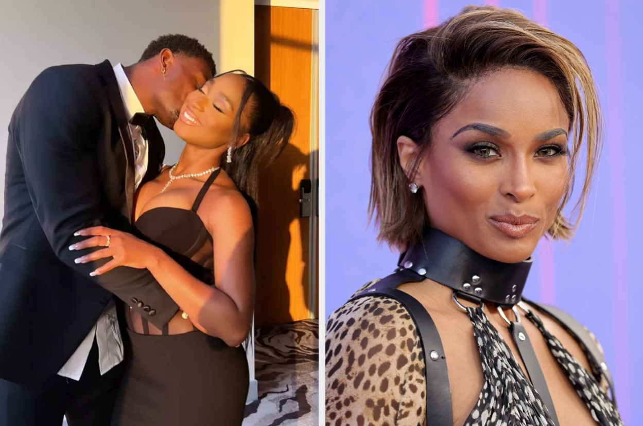 DK Metcalf and Normani in an elegant embrace vs Ciara in a stylish halter neck outfit with leather and leopard print