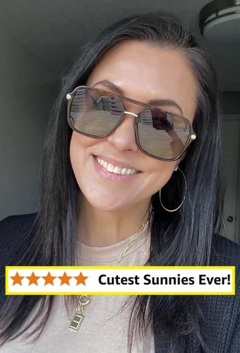 reviewer wearing sunglasses