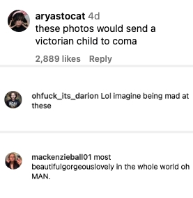 Social media comments praising photos, joking they would overwhelm a Victorian child