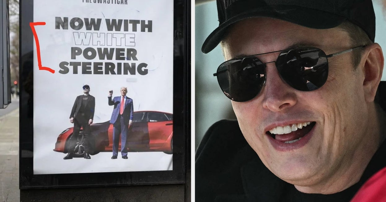 These Anti-Elon Ads Calling Teslas A "Swasticar" With "White Power Steering" Are Going Absolutely Viral