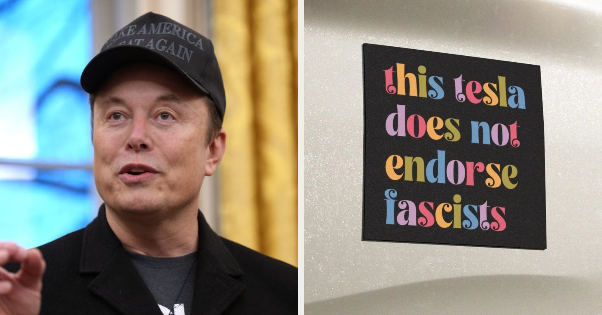 Tesla Owners Protest With Anti-Elon Stickers Amid Controversial Leadership