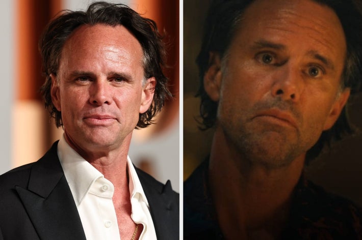 Man in formal suit on left, casual attire on right; likely a public figure